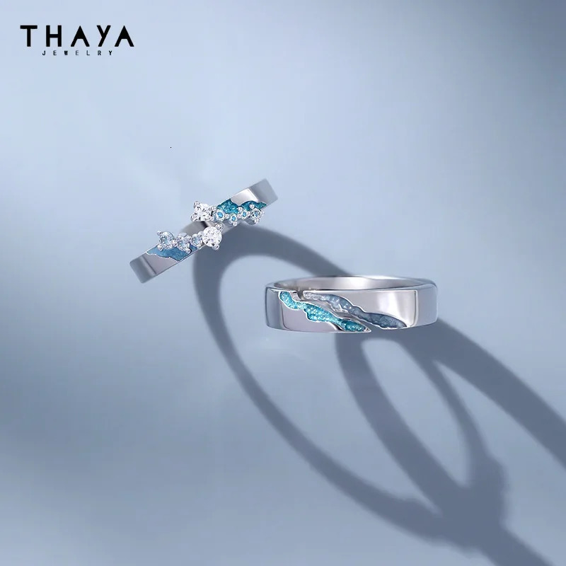 Thaya Real 100% S925 Sterling Silver Couple Ring Classic Crystal Rings for Women Jewelry For Wedding Engagement Jewelry 250103