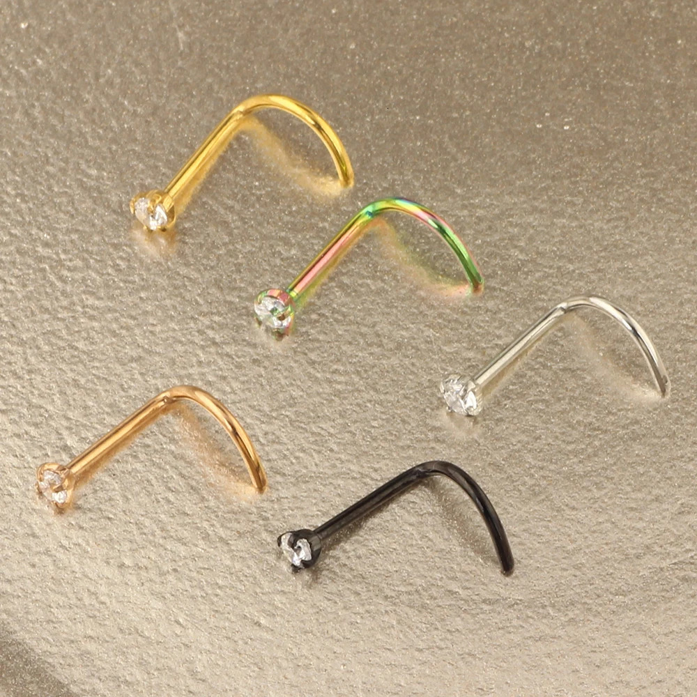 20G Nose Stud Set Nose Studs Cartilage Tragus Piercing Rose Ball Labret Jewelry Diamond CZ Nose Stud Rings Screw Cubic Zirconia 250103
