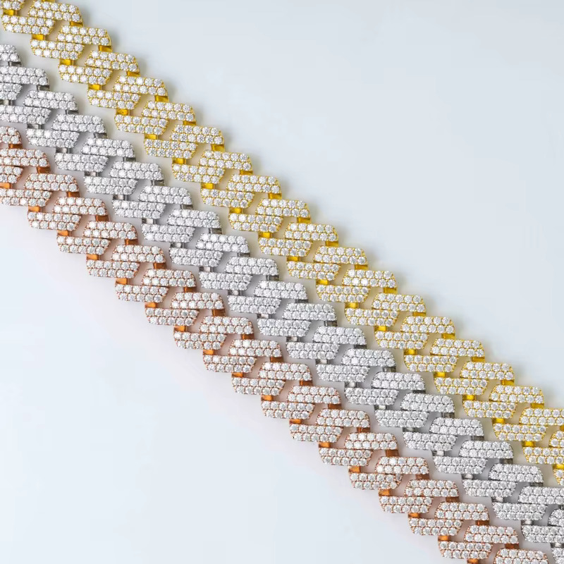 15mm Necklace Moissanite Sterg Sier Cuban k Chain