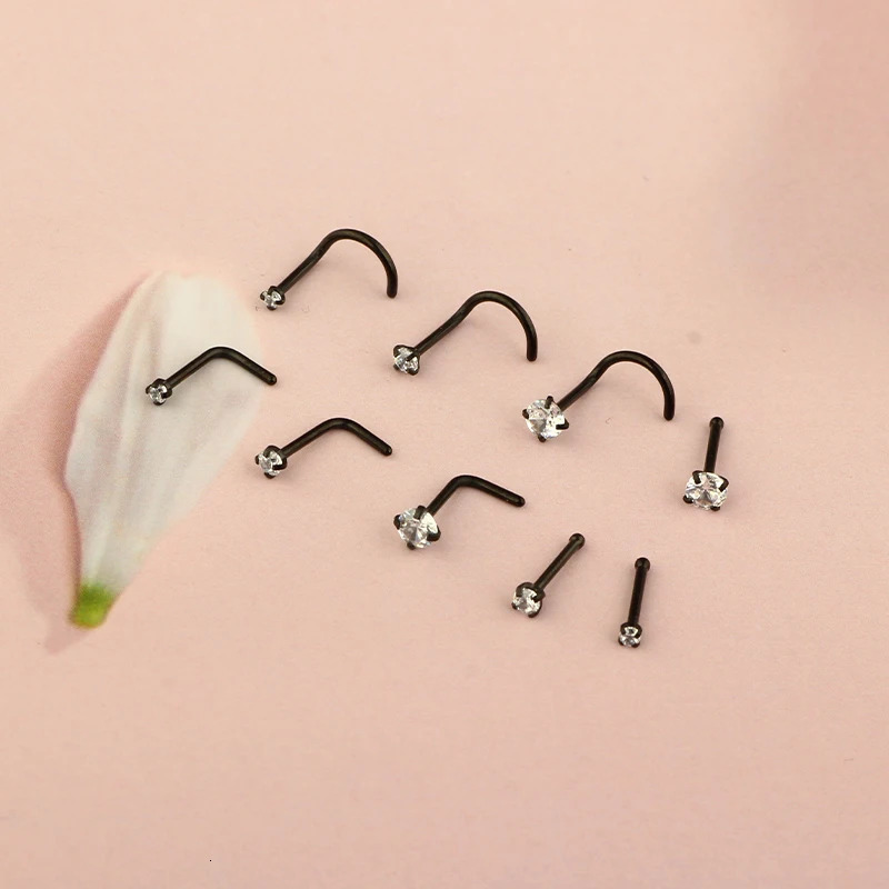 100Pcs 20G Stainless Steel Nose Ring Hypoallergenic L-Shaped Studs for Men and Women Stylish Nose Piercing Jewelry Golden Screw 250103