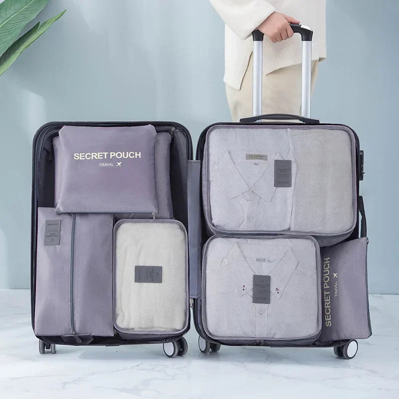 6pcs Travel Organizer Storage Bags Portable Suitcases Waterproof Luggage Packing Bag Wardrobe Clothes Shoes 241226
