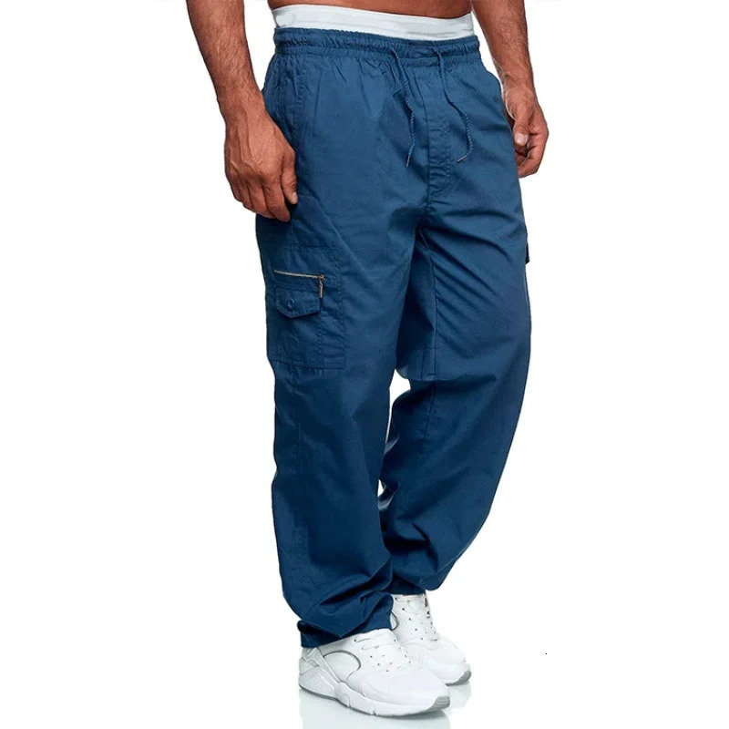 Spring Autumn Fashion Cargo Pants Men Casual Multi Pocket Drawstring Trousers Loose Straight Tube Household All-match Pants 250102