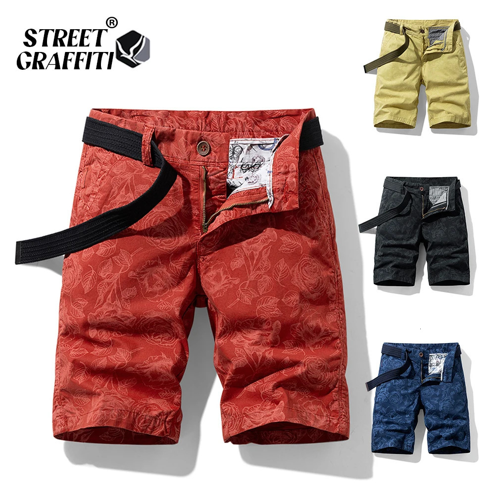 Spring Mens Cotton Printed Mens Shorts Summer Casual Breeze Bermuda Fashion Jeans Beach Shorts Mens Shorts 241230