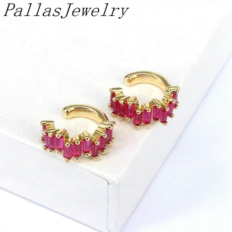 5Pairs Fashion Ladies Gold Plated Trend Crystal Ear Cuff Zircon Clip On Earrings Fine Without Piercing Earrings Jewelry Gift 250103