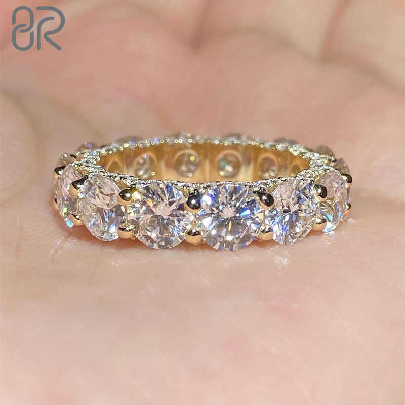 10k 14k 18k Solid Gold Moissanite Engagement Hoop Rings Charm Classic Ice Out Tennis Chain Solid Gold VVS Wedding Rings Women