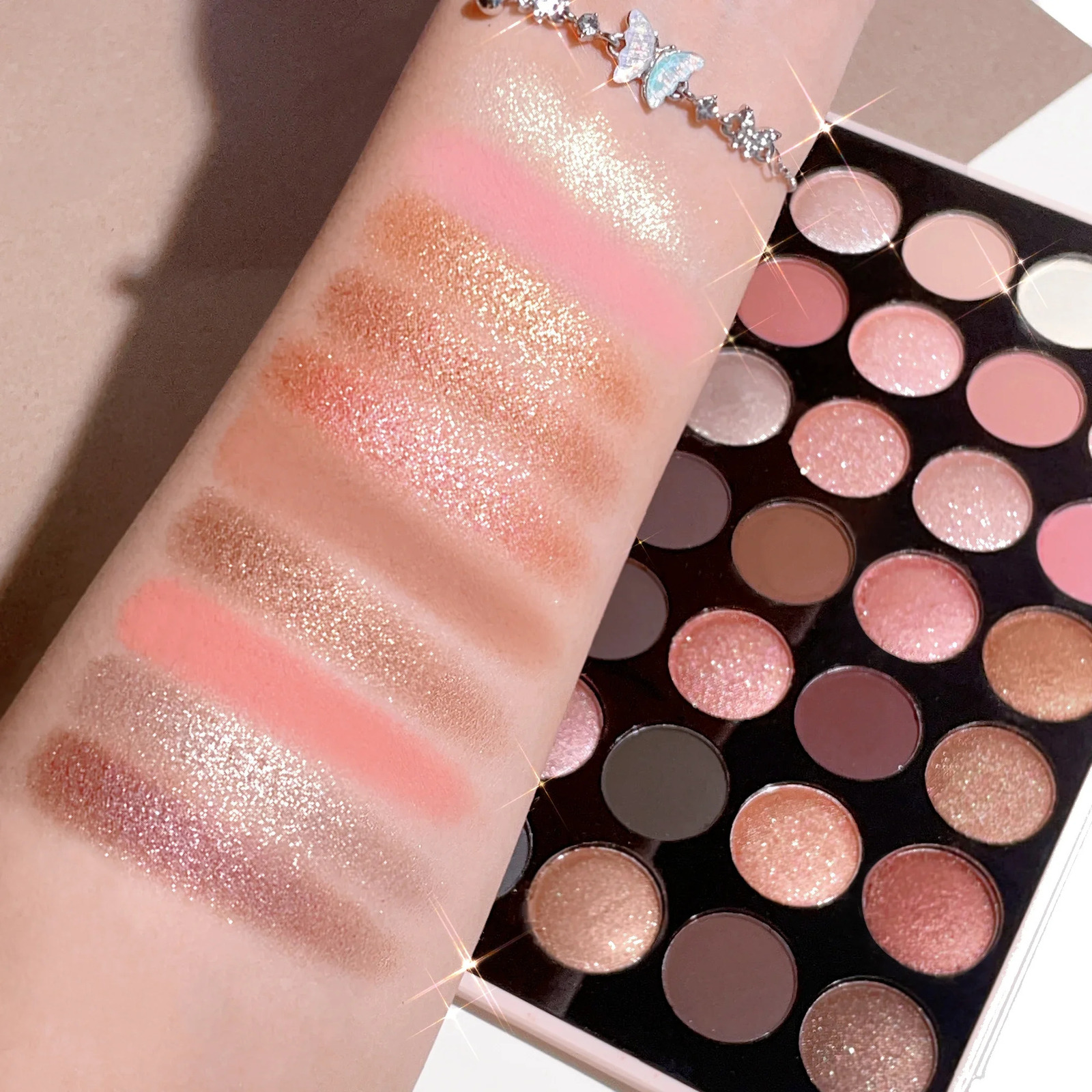 28-color eyeshadow palette pearlescent matte earthy tones non-easy to fade affordable multi-color eyeshadow palette 250103