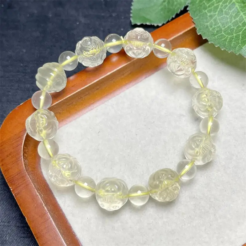 12MM Natural Lemon Citrine Fox Fairy Bead Bracelet For Women Men Love Gift Crystal Beads Strands Jewelry Gift 1PCS 250102