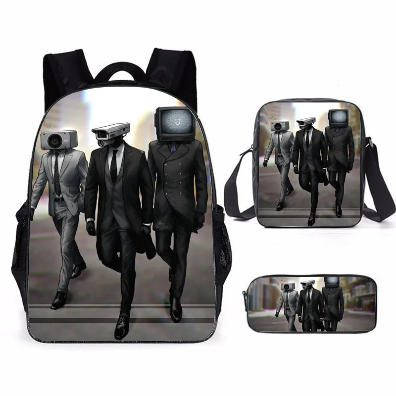 3Pc-Set Skibidi Toilet Children's Boy For Teenage Backpack Boys Girls Anime Cartoon School Bag Mochila