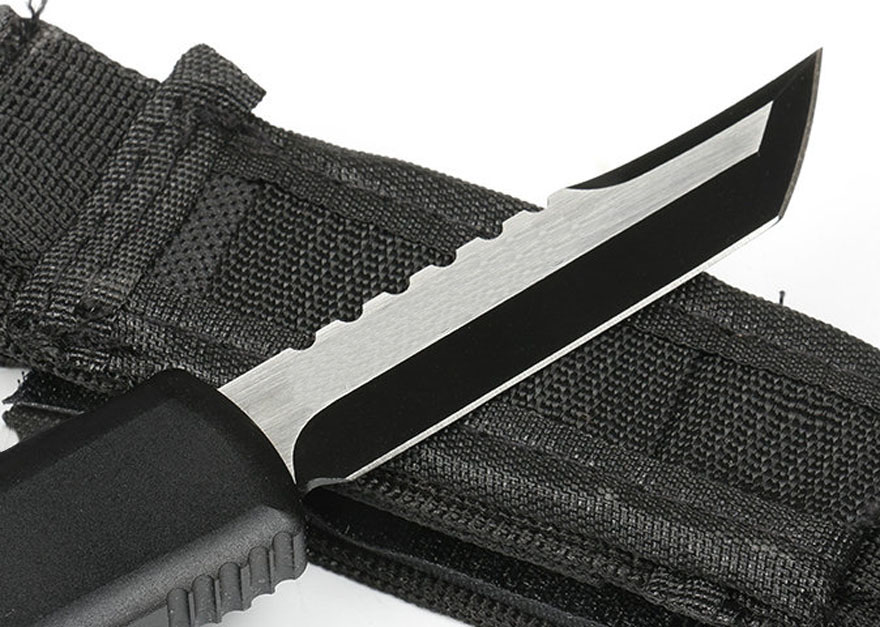 High End Tactical Knife D2 Black Oxide&Wire Drawing (Two-tone) Blade CNC Aviation Aluminum Handle EDC Pocket Knives With Nylon Bag