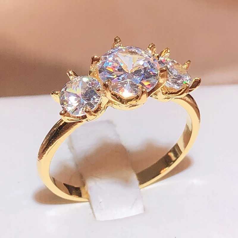 2022 New Row Of Diamonds White Zirconia 18K Gold Ring Female 925 Stamp Fashion Wedding Party Jewelry Gift WholesaleXJ250514