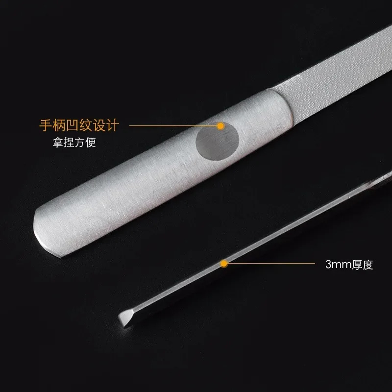 1PCS Professional Stainless Steel Nail File Buffer Metal Double Side Grinding Rod Manicure Pedicure Scrub Arts Tools Thick 241230