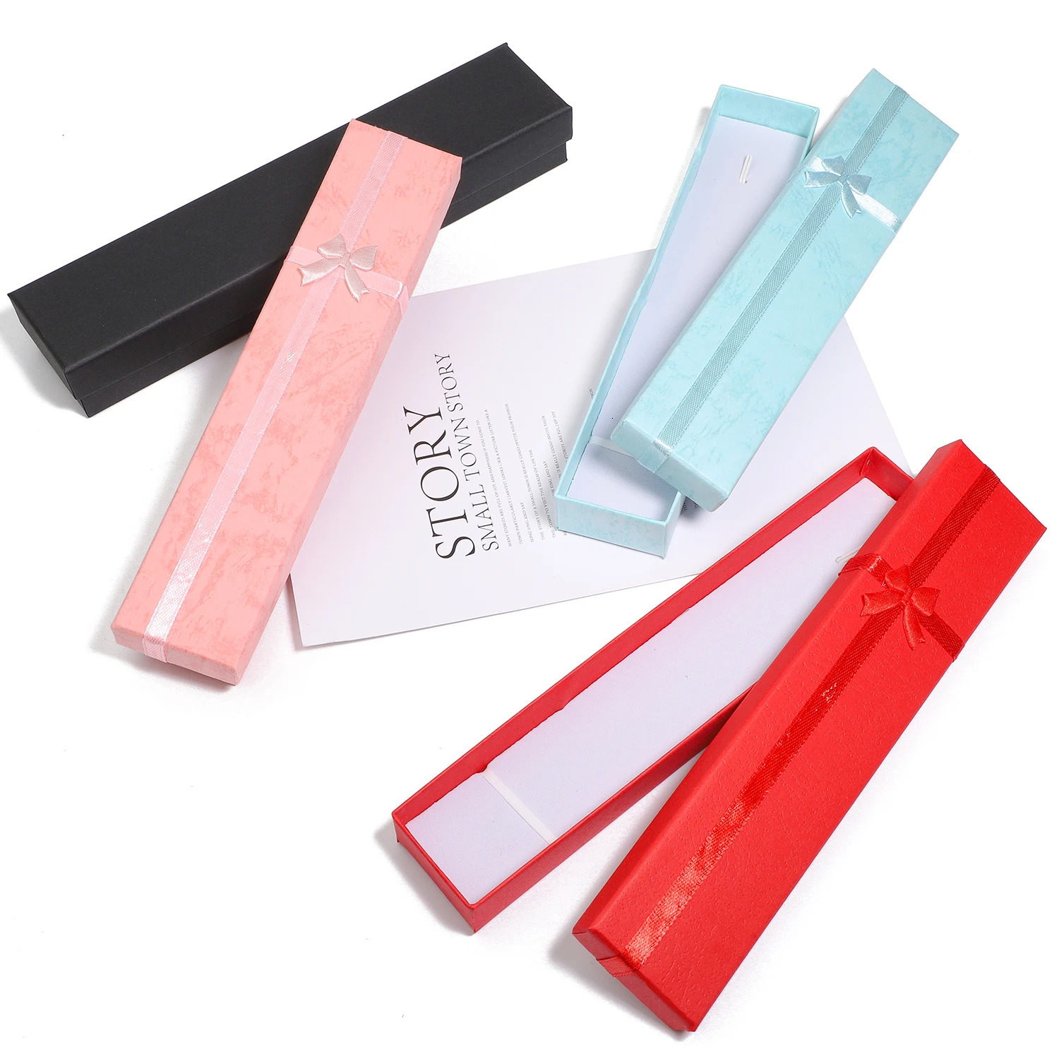12PCS Elegant Bowknot Jewelry Box Earring Necklace Storage Paper Organizer Bronzing Display Gift 241225