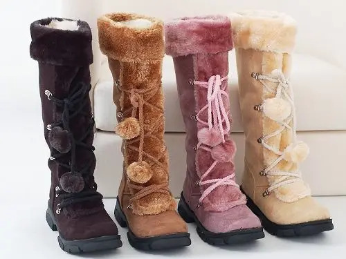 Women Fur Boots Ladies Winter Shoes Woman Zipper Casual Knee Boots Keep Warm Snow Boots Black Big Size dse3 250103