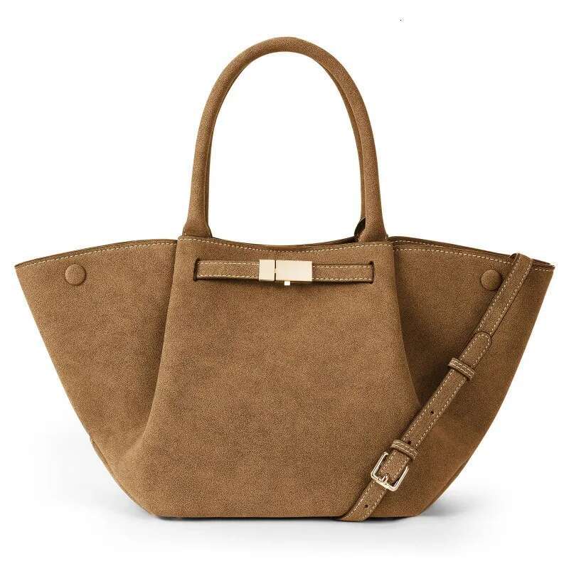 Design Autumn Winter Large Capacity Scrub Faux Suede Tote High Quality Pleated Leather OL Daily Commuter Shoulder Bag