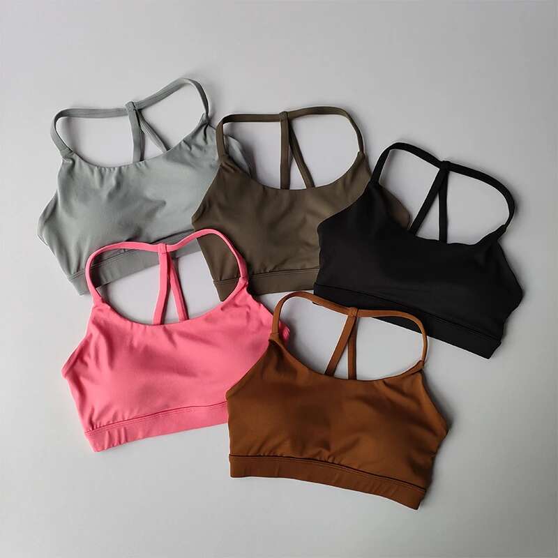 Nude Gathering Women's Sexy Back Shockproof Fiess Bra Quick Drying Pilates Training Sports Running Yoga Tank Top