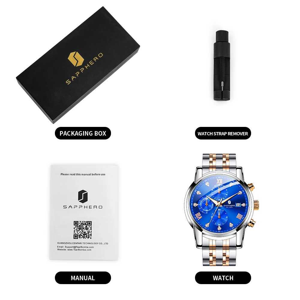 SPHERO Busin Mens Date Timer Waterproof Mens Stainless Steel Watch Japanese Enamel Watch W250104