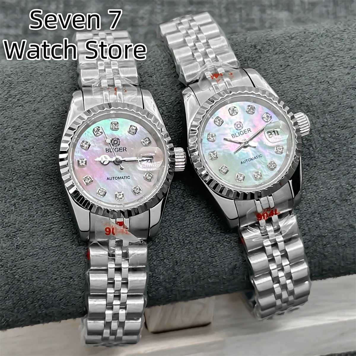 BLIGER 26mm Mechanical Womens Diving NH05 Automatic Mother of Pearl Color Dial Sphire Glass Waterproof W250104