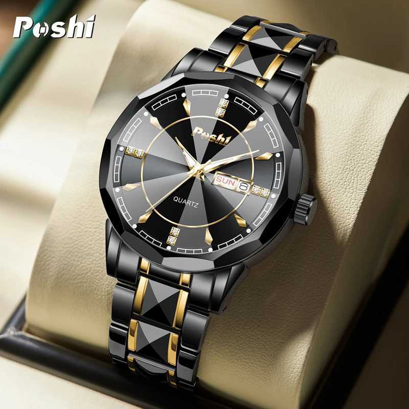 POSHI 983 Mens Wrist Busin Quartz Original Brand Date Week Luxury es Life Waterproof W250104