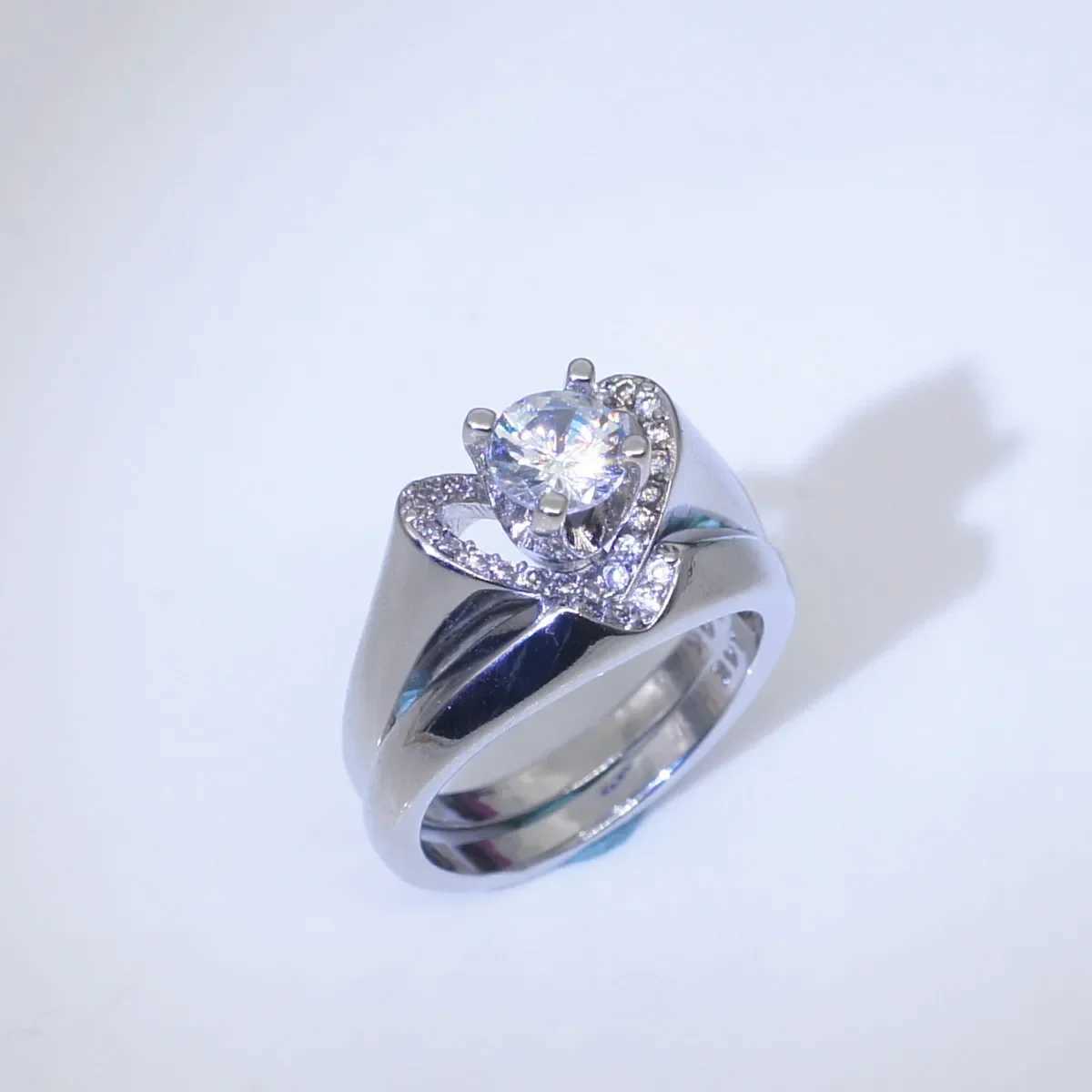 Fashion Female Crystal White Wedding Ring Set Luxury 925 Sterling Heart Promise Engagement Bridal Wedding Plata Rings for WomenXJ250104