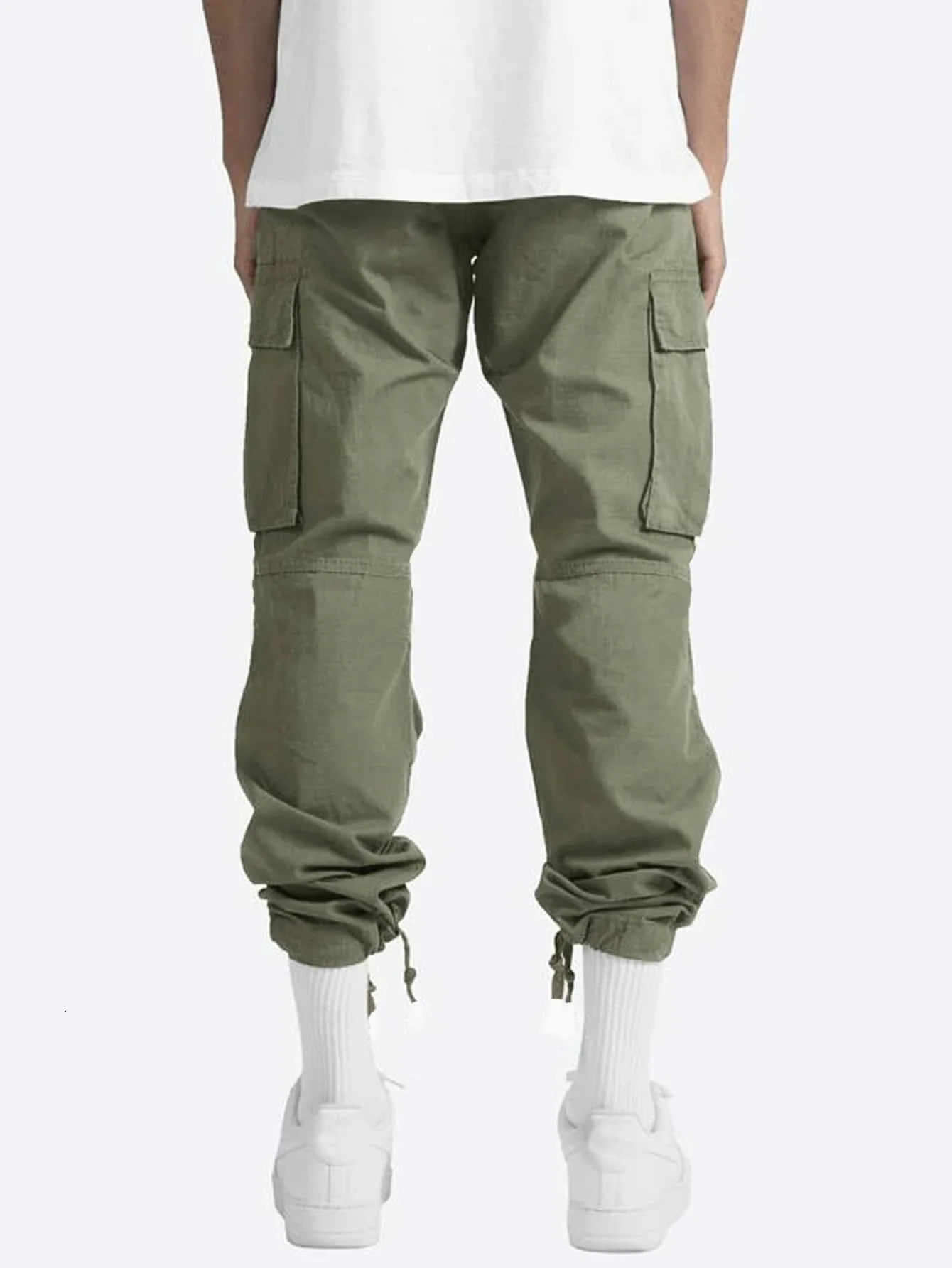 2024 mens cargo pants drawstring multi-pocket casual pants 250102