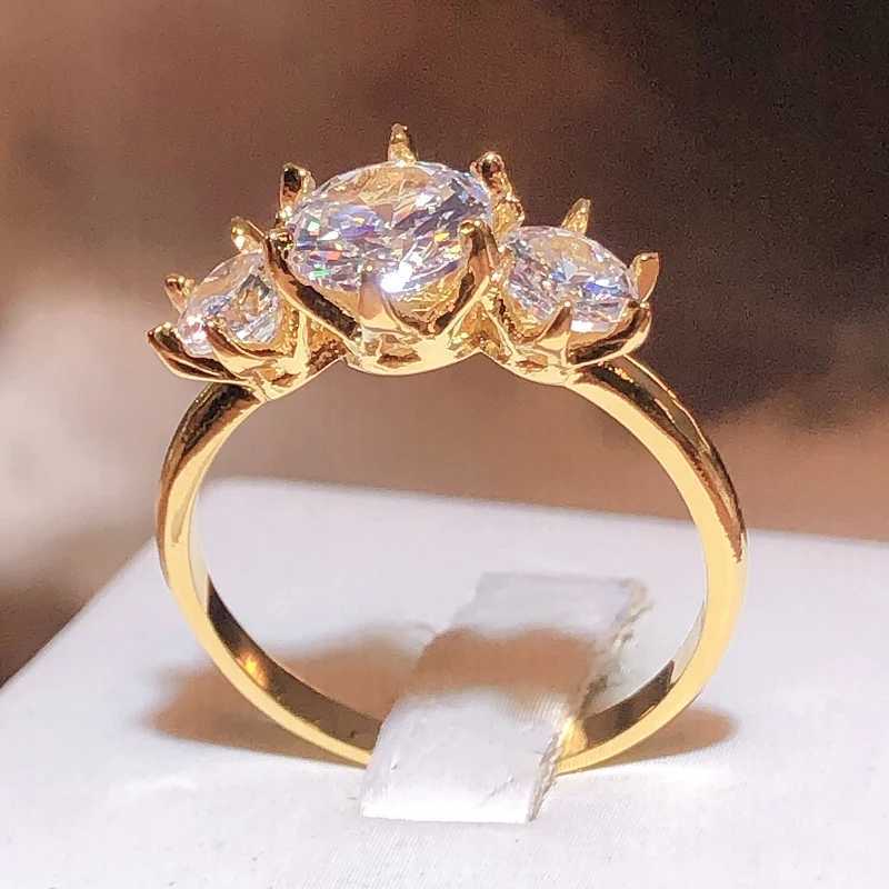2022 New Row Of Diamonds White Zirconia 18K Gold Ring Female 925 Stamp Fashion Wedding Party Jewelry Gift WholesaleXJ250514