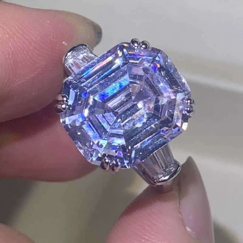 US Size 5-10 Stunning Luxury Jewelry 925 Sterling Silver Asscher Cut White Topaz Large CZ Diamond Women Wedding Band Ring GiftXJ250104