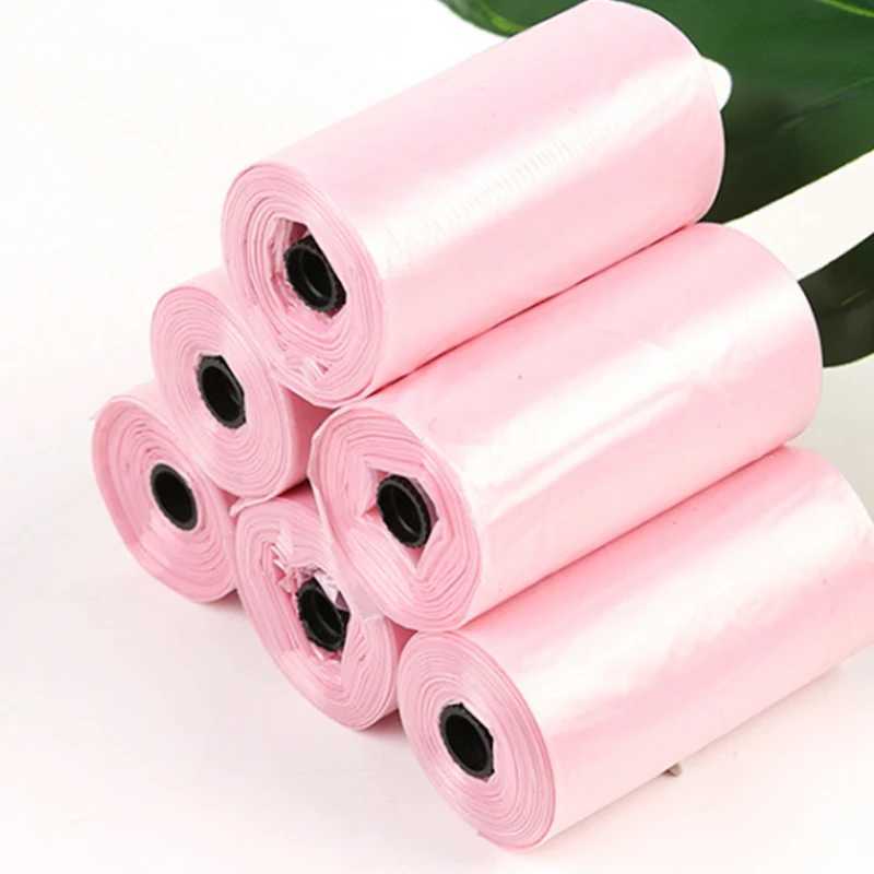 6 Rolls 90Pcs Pink Pet Dog Waste Poop Bag Dog Cat Waste Pick Up Cleaning Bag Pet Shit Bags Walking Household Garbage BagsXJ250104