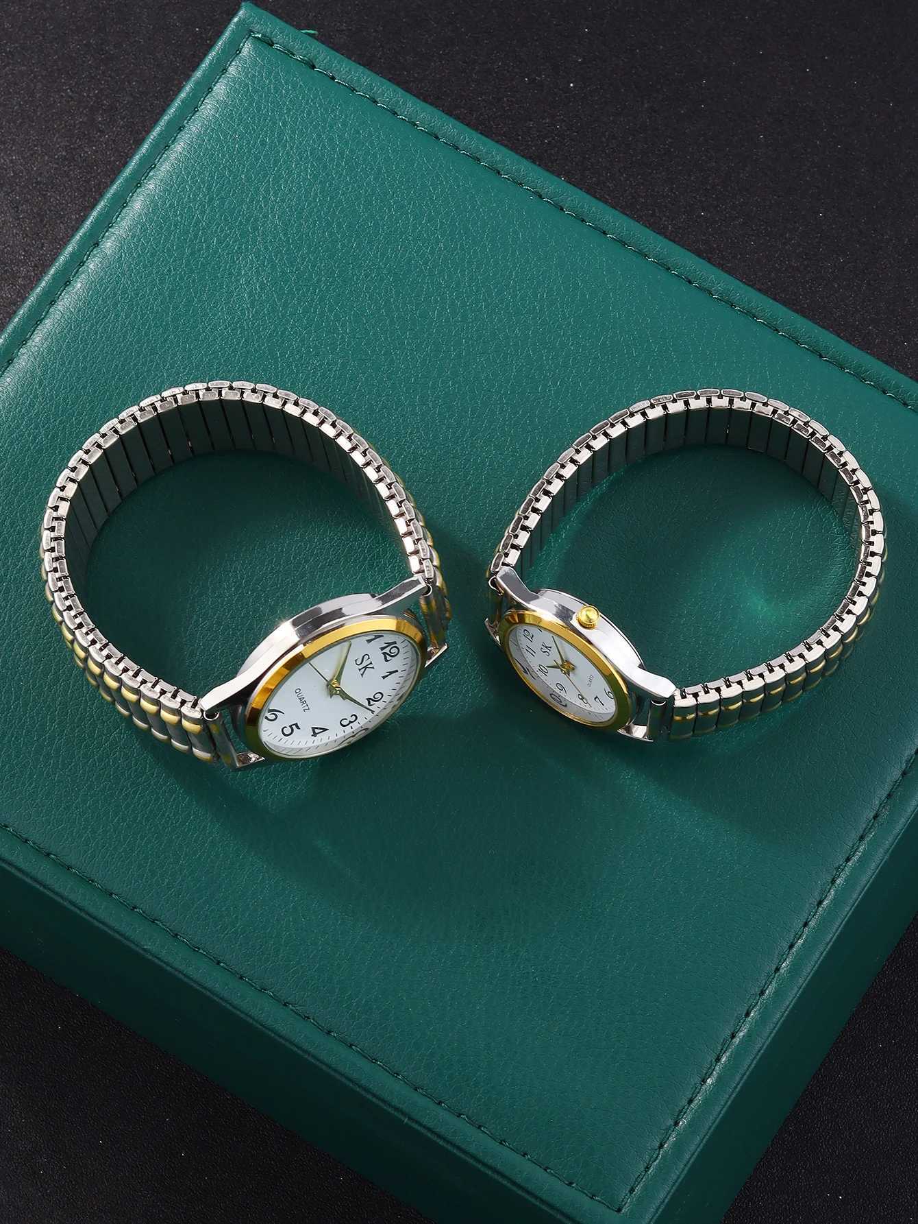 2 Elegant Retro Elastic Quartz Classic Busin Fashion Simulation W250104