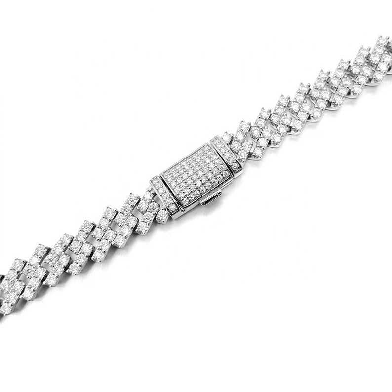 Customizable Iced Out Moissanite Diamond Cuban Link Chain 925 Sterling Silver Hiphop 12mm Moissanite Cuban Chain