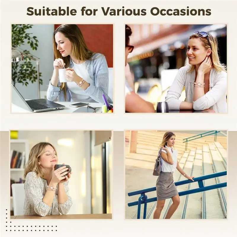 Pearl and Bracelet Set Elegant Womens Waterproof Quartz Suitable for Women Rose Gold Comes with Natural Pearl Gift W250104