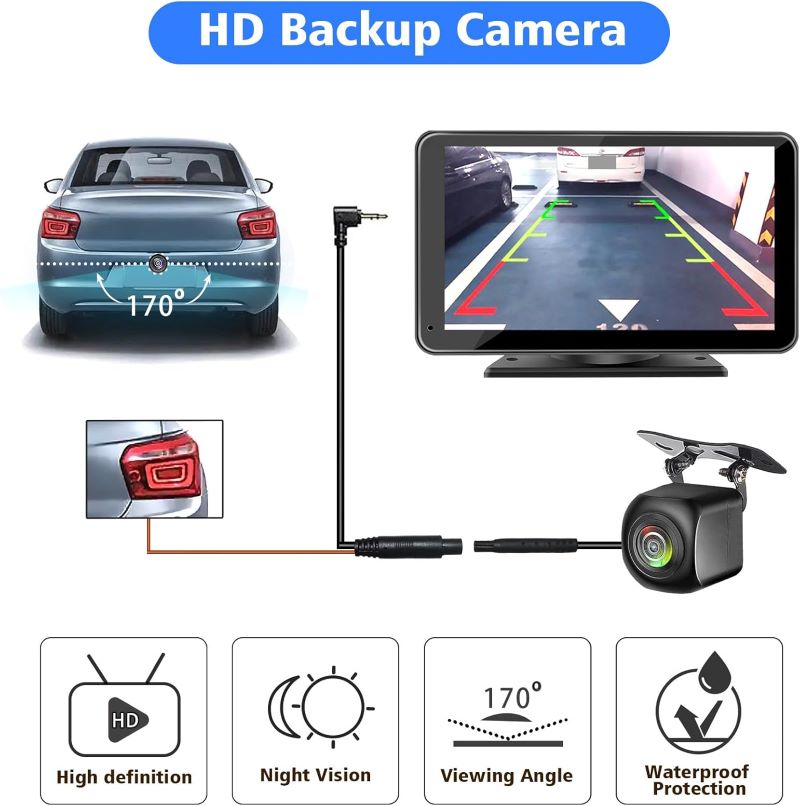 7 HD Portable Stereo Carplay Screen for Wireless Android Auto, Backup Camera, Car Audio Receivers with Voice Control, Mirror Link, Bluetooth, GPS Navi