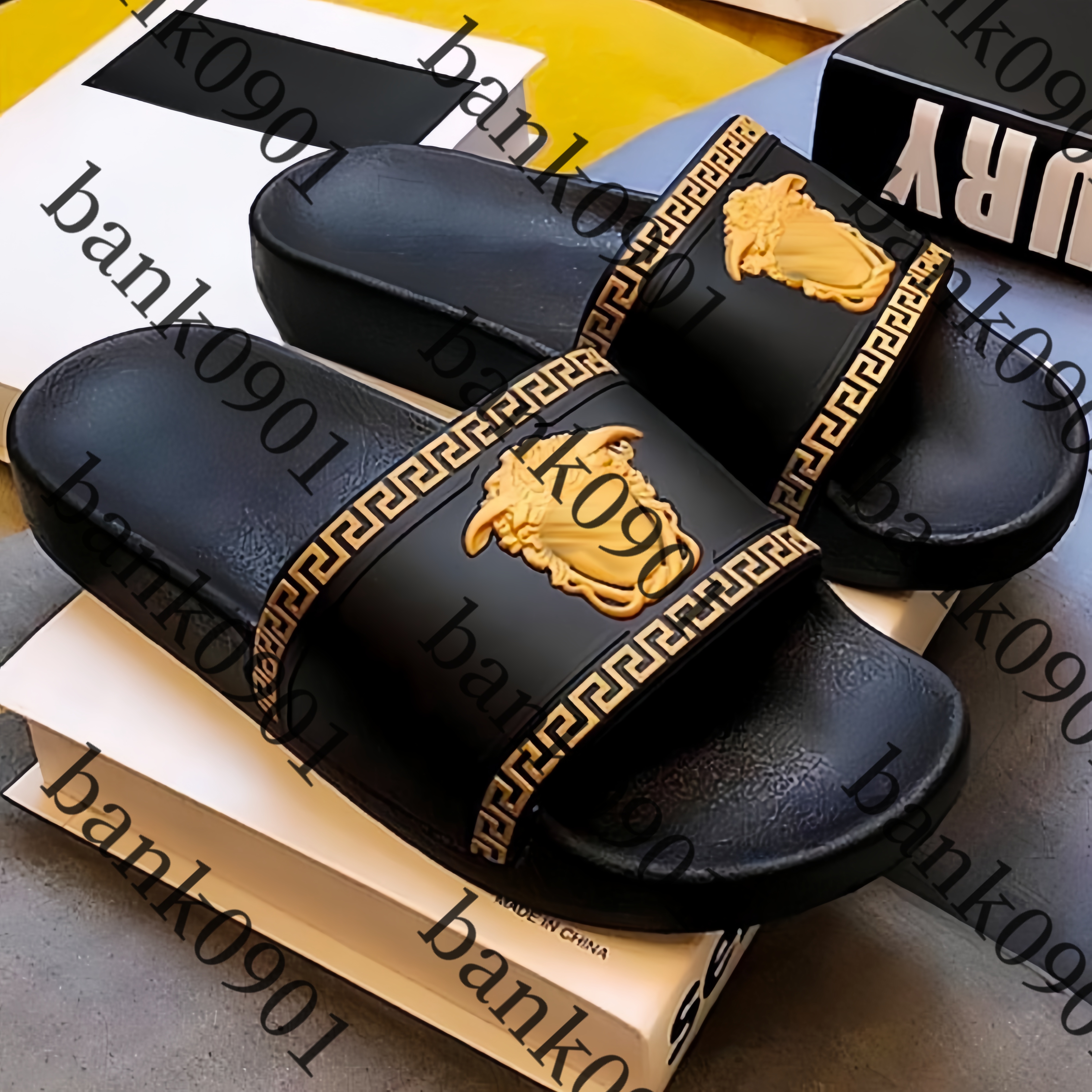Designer rubber platform Woman Palazzo Slippers women pattern Sandal men Barocco slides comfort Sandals women Rubber pool slides man beach slides size35-46
