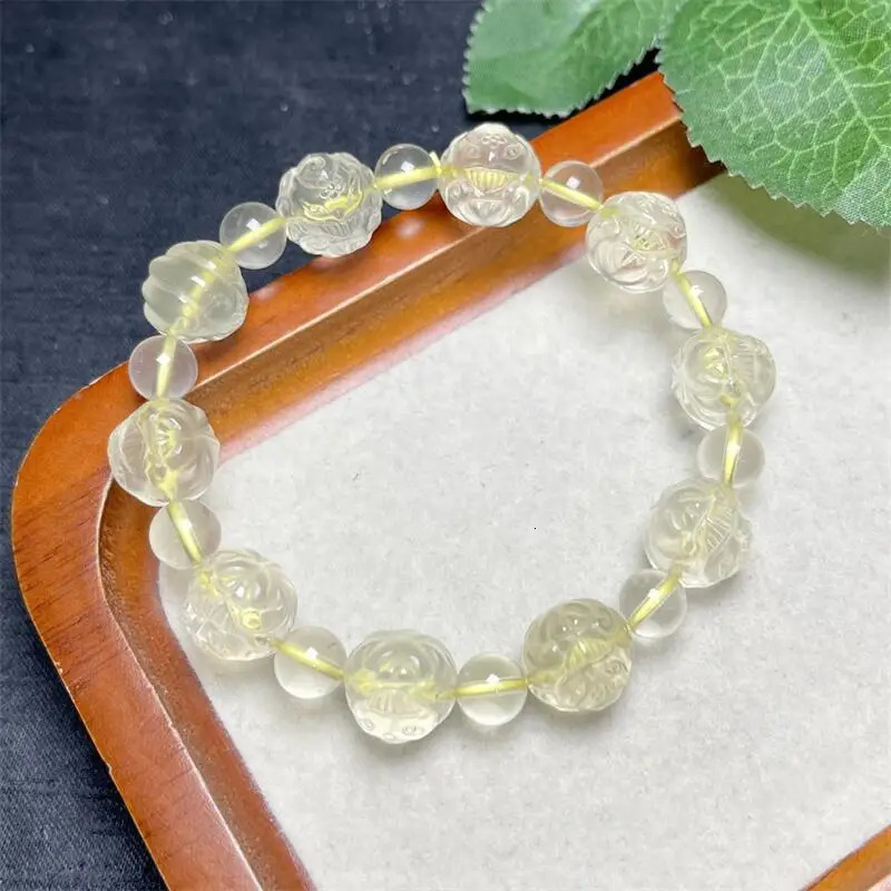 12MM Natural Lemon Citrine Fox Fairy Bead Bracelet For Women Men Love Gift Crystal Beads Strands Jewelry Gift 1PCS 250102