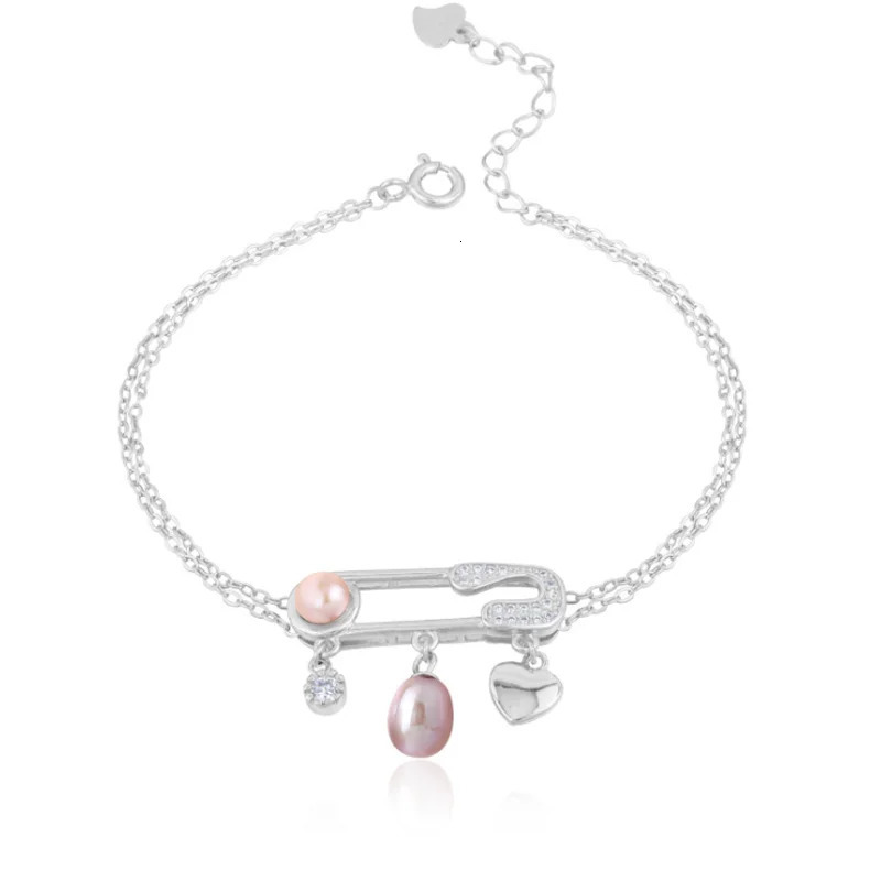 MeiBaPJ 100% genuine 925 sterling silver natural freshwater pearl pin bracelet for womens fashion charm wedding jewelry 250102