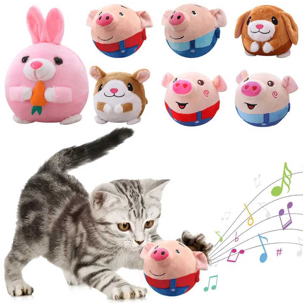 Others Dog Toys Chews Cartoon Pig Interactive Dog Toy Washable Talking Mobile Dog Ball Toy USB Charging Pet Bounce Ball H250217