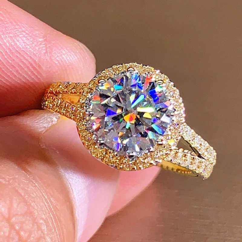 14K Gold 3ct Lab Diamond Ring 925 sterling silver Bijou Engagement Wedding band Rings for Women Bridal Birtay Party JewelryXJ250104