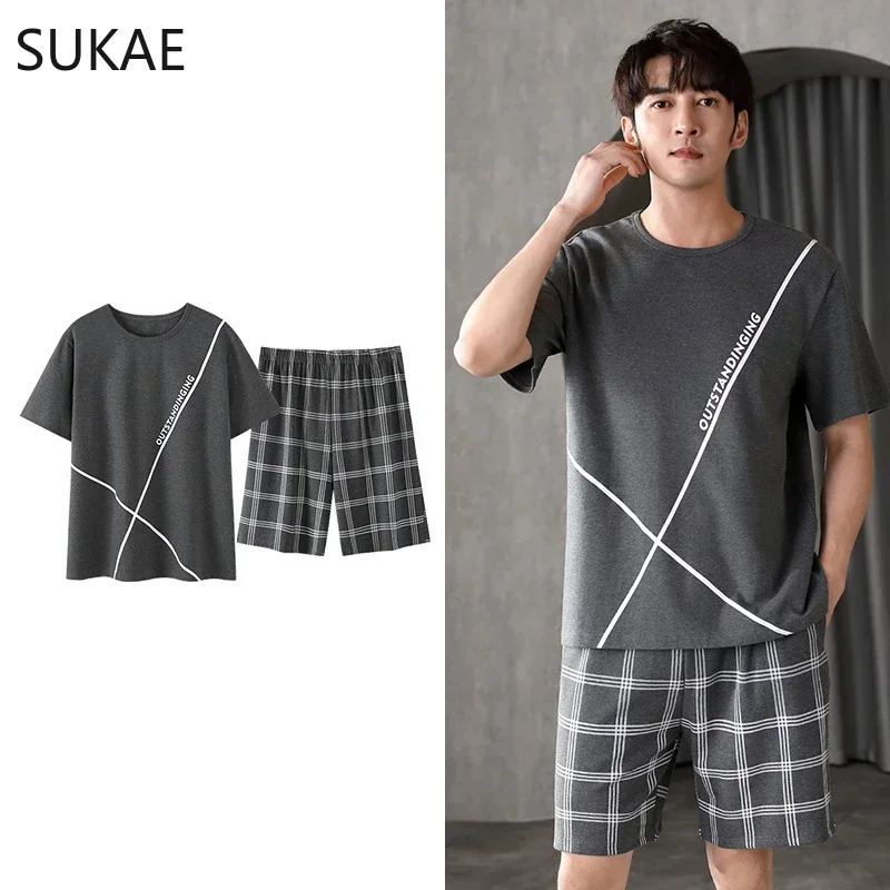 Big Size 4XL Summer Shorts for Young Men Cotton Sleepwear Raglan Leisure Pajamas Boy Fashion Loungewear Pijamas Teenager 250103