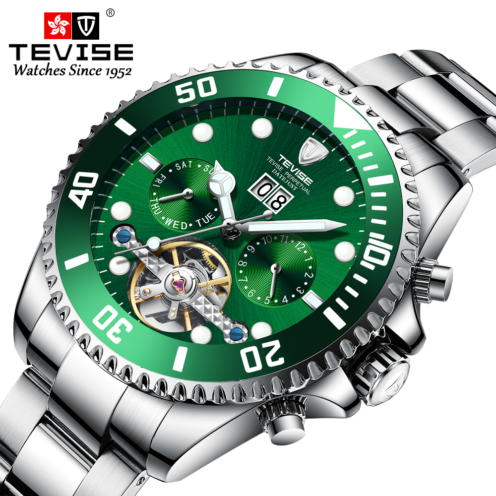TEVISE Water Ghost Watch for Men Fully Automatic Mechanical Watch Tourbillon Fashion Watch Men T022 T823F