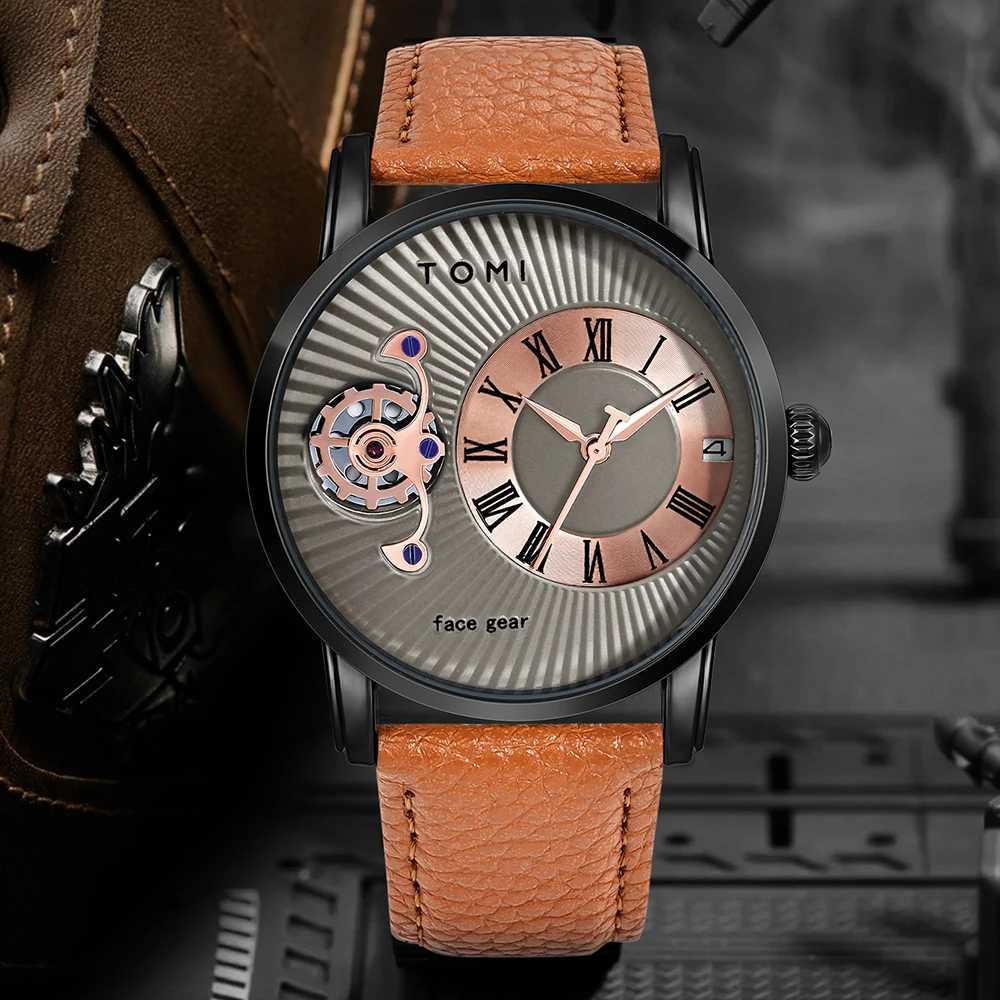 TOMI Classic Minimalt Mens Gift Set Luxury Business Mens Leisure Quartz Round Large Dial Quartz Gift W250104