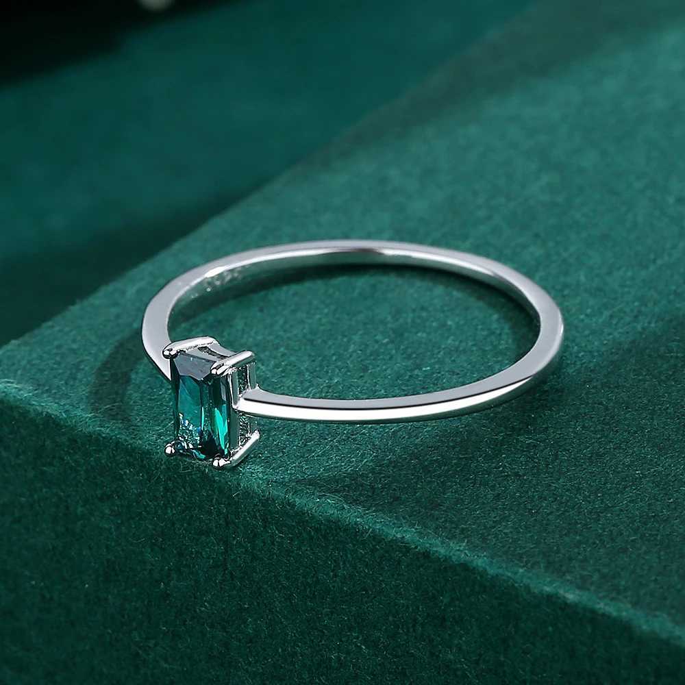 2022 NEW Classic Paraiba Rectangular Emerald Original S925 Sterling Silver Rings For Women Sphire Diamond Engagement JewelryXJ250104