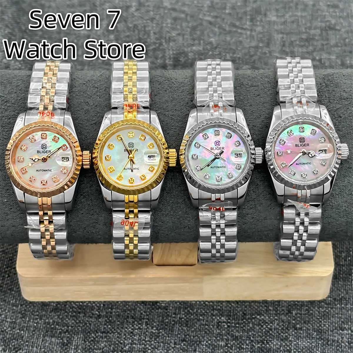 BLIGER 26mm Mechanical Womens Diving NH05 Automatic Mother of Pearl Color Dial Sphire Glass Waterproof W250104