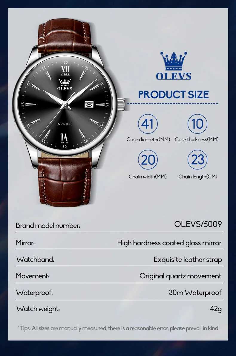 OLEVS original waterproof casual quartz mens fashion trend wrist mens best-selling leather Str classic mens style W250104