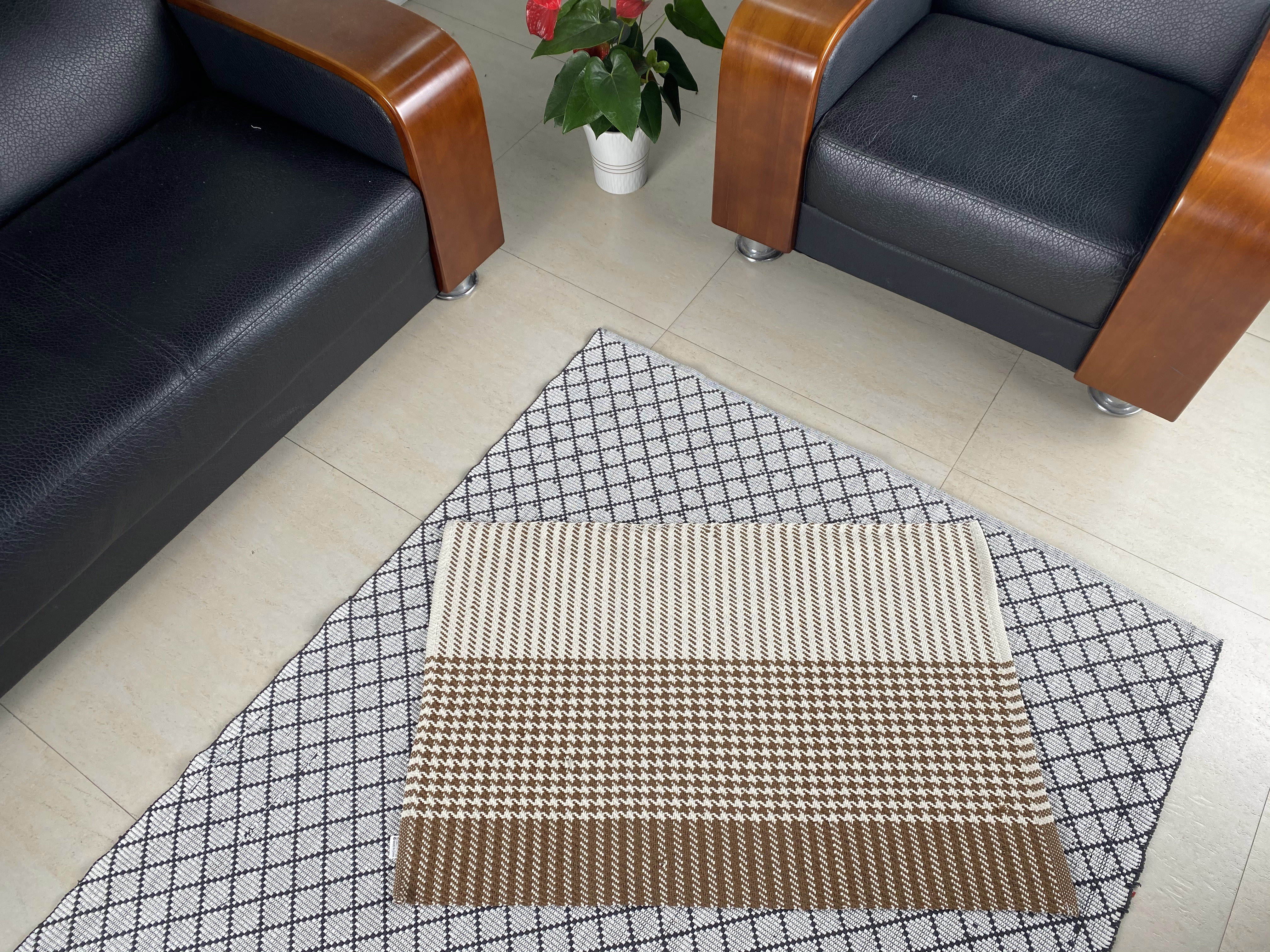 Brown-Colored Handwoven Cotton Floor Mat - Artistic Design & Robust Construction