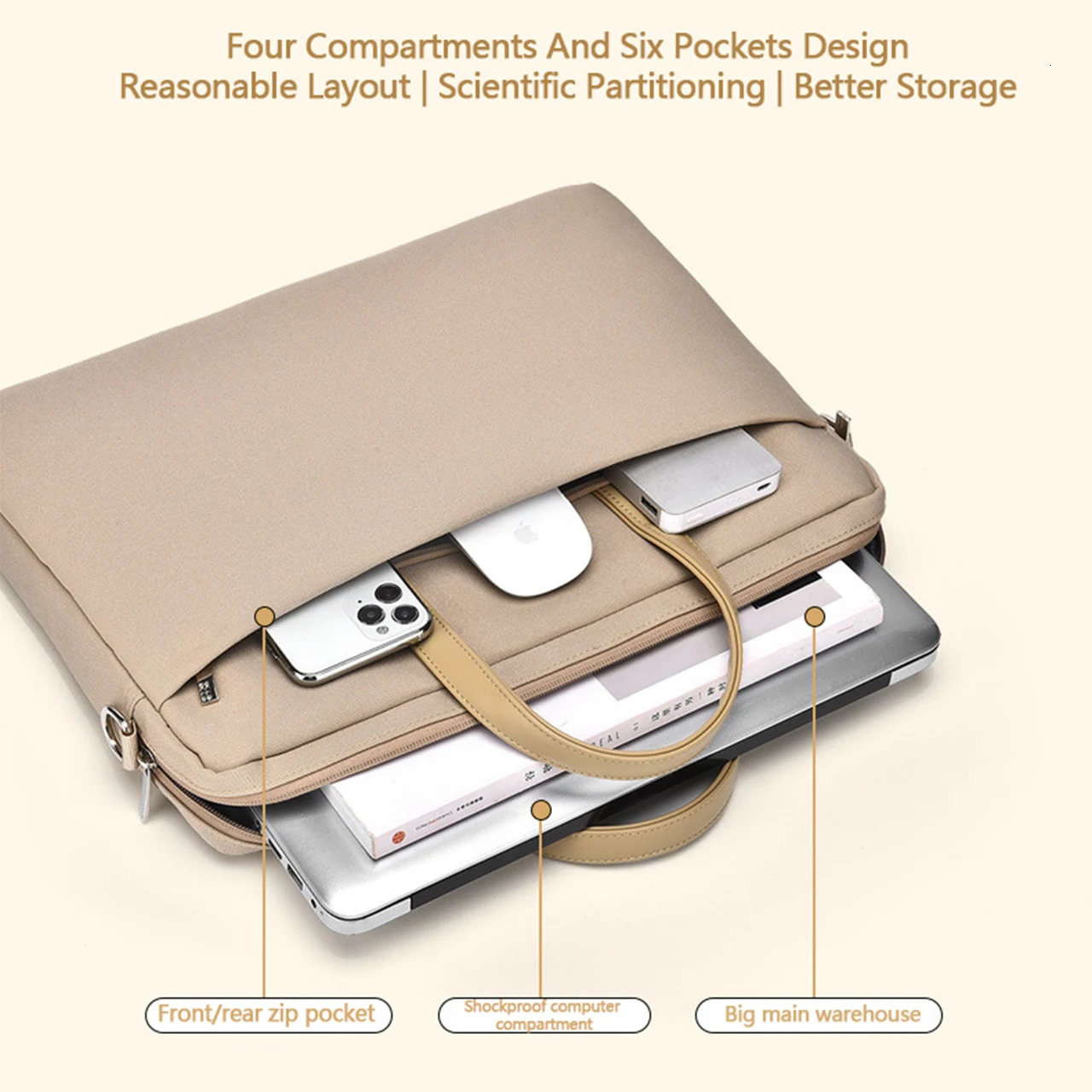 Large Capacity Laptop Bag 15.6 17 inch Protective Laptop Case Strap Carrying Computer Notebook 250102