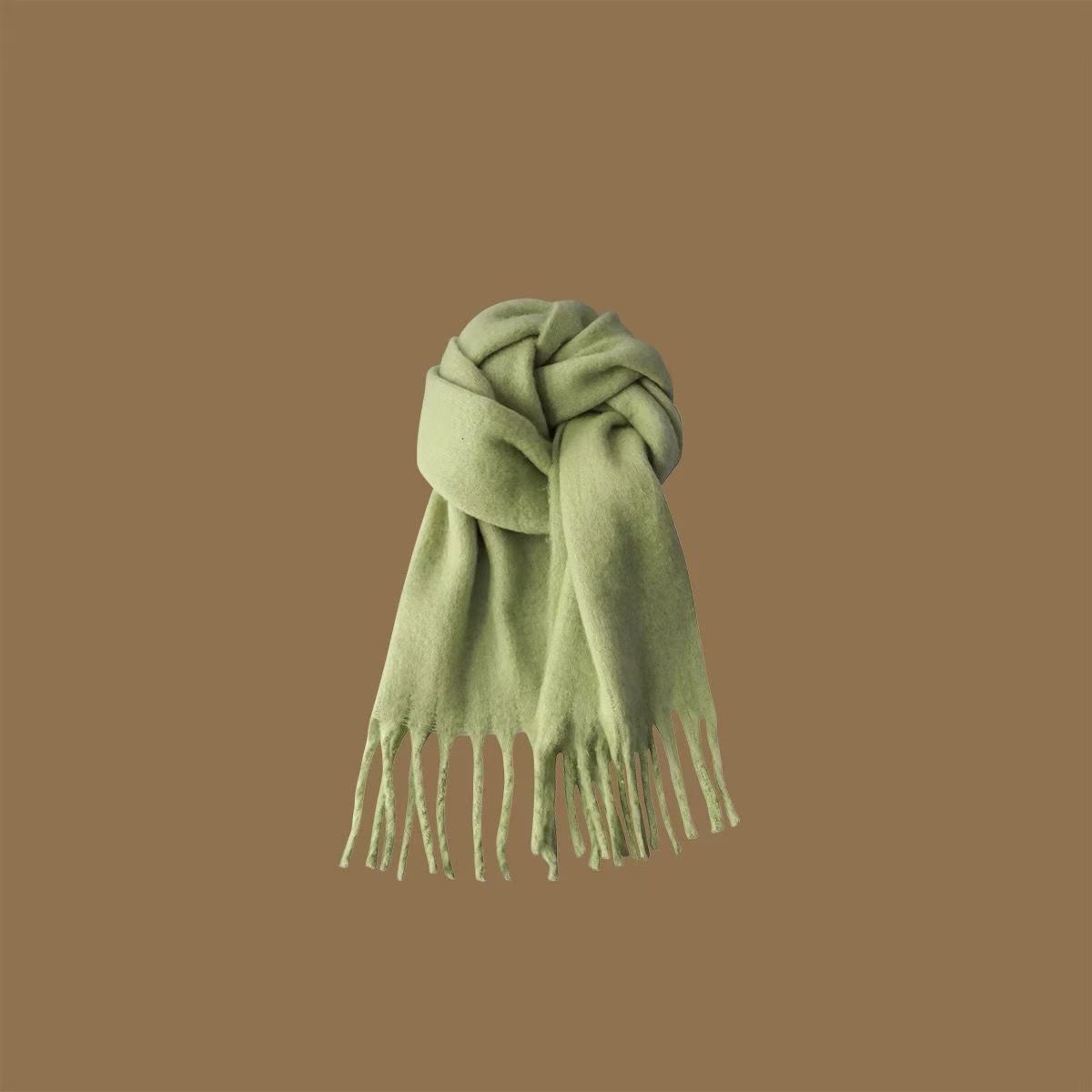 T055 solid color haze blue wool fluffy winter Korean version warm thick scarf atmosphere