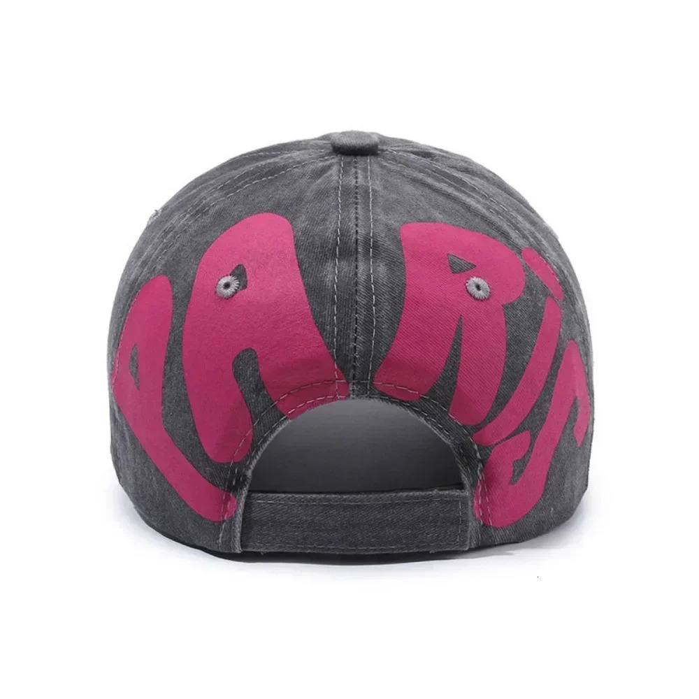Vintage Fashion Old Washed Denim Peaked Cap Soft Top Printed Letter Sun Hat for Women All-match Retro Baseball Cap for Men 250103
