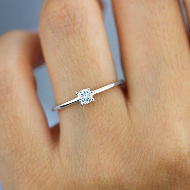 J 18K Gold Zircon Simple Round Rings for Women Real 925 Sterling Silver Original Party Wedding Luxury Quality Fine JewelryXJ250104