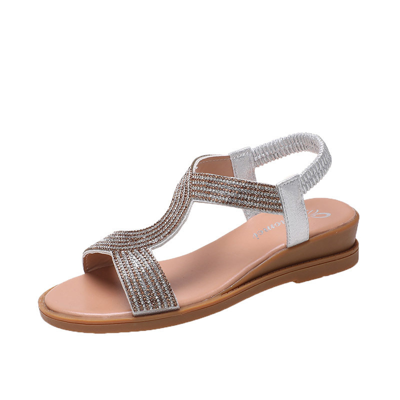 New Ddmywed Summer Roman Thick Sole Slope Heel Rhinestone Bohemian Student Leisure Lightweight Beach Sandals Women S Chinese Brand Shoes F Ddmysaturn