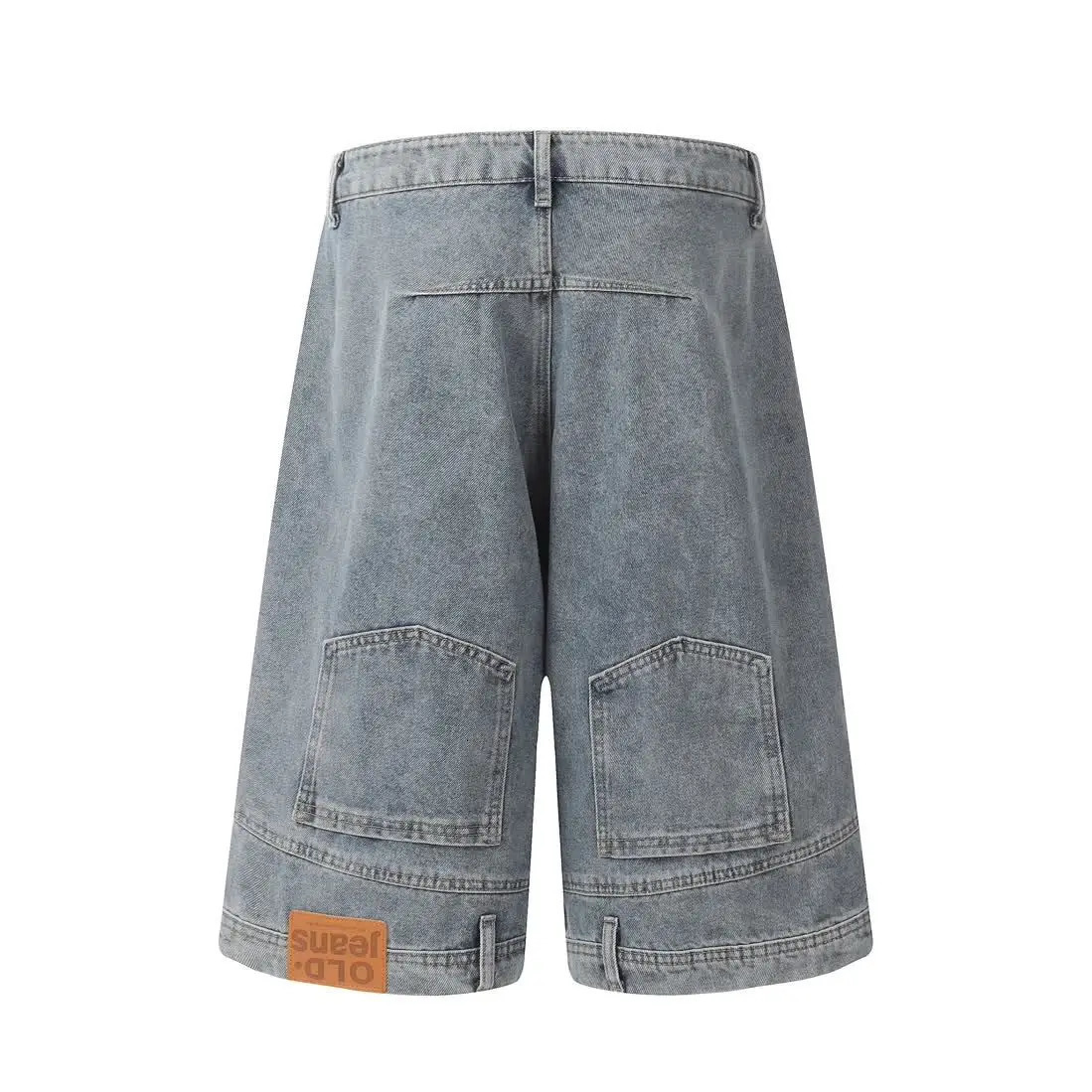 American style retro waistband inverted men denim shorts ins Gothic loose casual straight leg pants sweatpants 241224