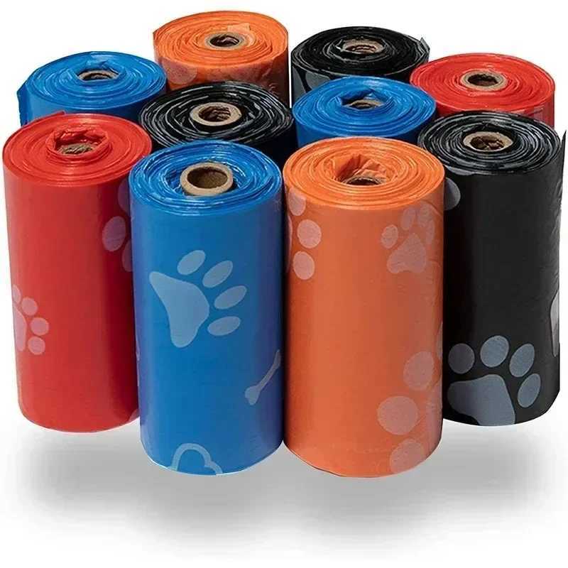10 Rolls Paw Printing Dog Poop Bag Large Cat Waste Bags Doggie Outdoor Home Clean Refill Garbage Bag 15 Bags/ RollXJ250104